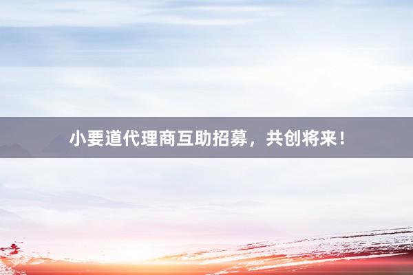小要道代理商互助招募，共创将来！